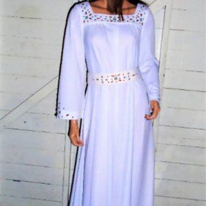 Vintage Bernie Bee White Southwestern Maxi Dress 12